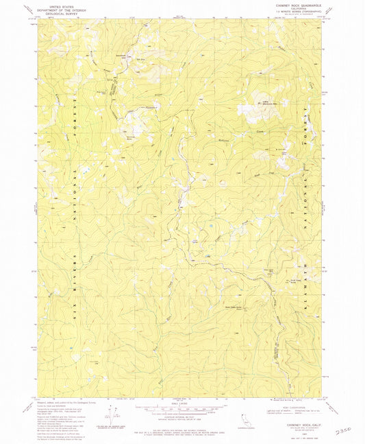 Classic USGS Chimney Rock California 7.5'x7.5' Topo Map Image
