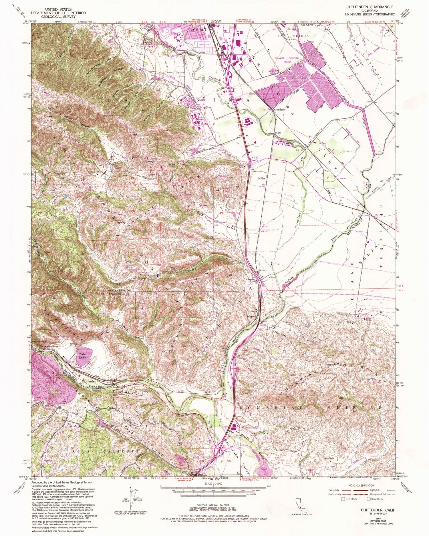 Classic USGS Chittenden California 7.5'x7.5' Topo Map Image