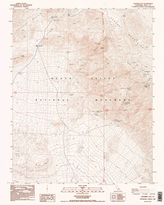 Classic USGS Chloride City California 7.5'x7.5' Topo Map Image