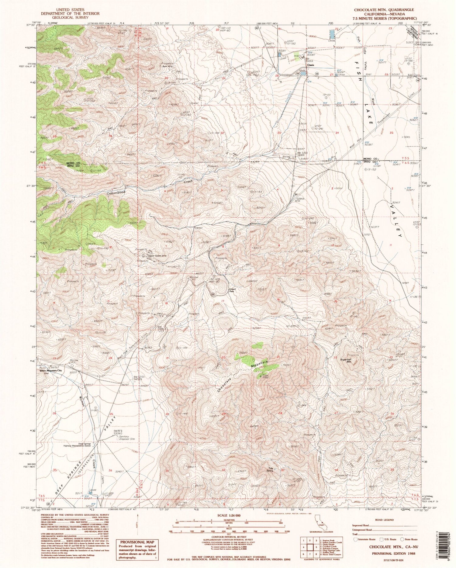 Classic USGS Chocolate Mountain California 7.5'x7.5' Topo Map Image