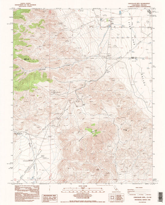 Classic USGS Chocolate Mountain California 7.5'x7.5' Topo Map Image