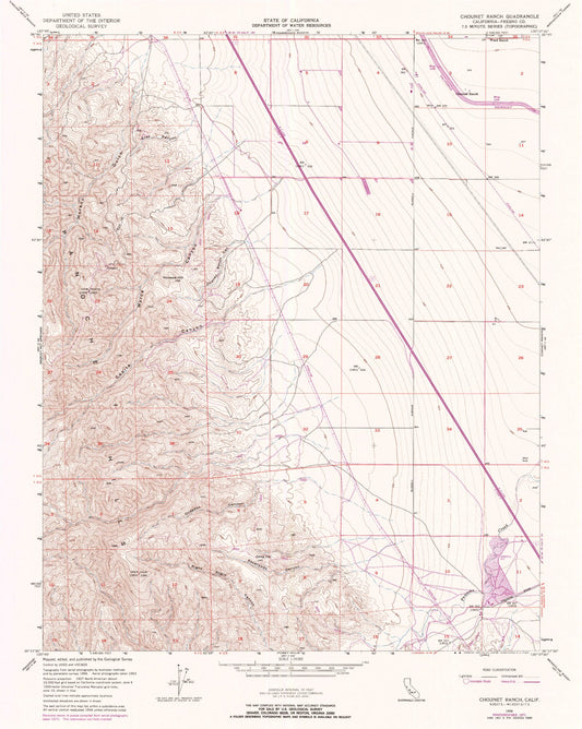 Classic USGS Chounet Ranch California 7.5'x7.5' Topo Map Image