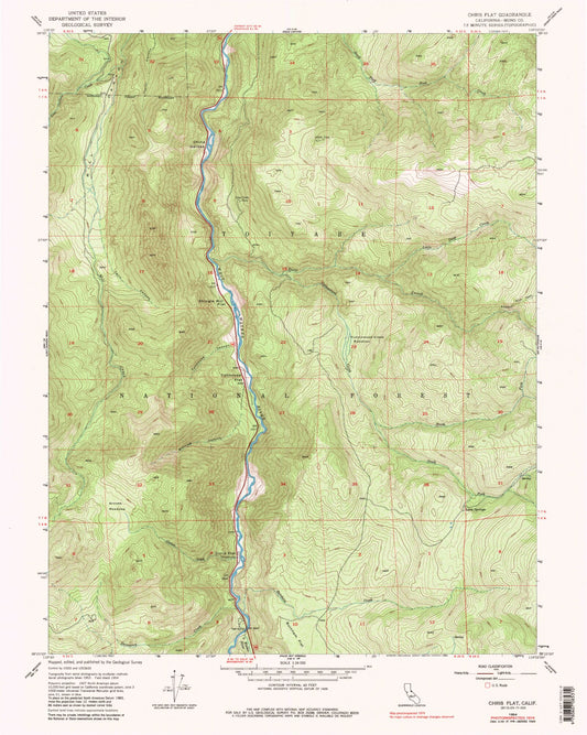 Classic USGS Chris Flat California 7.5'x7.5' Topo Map Image