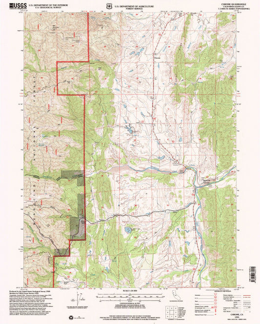 Classic USGS Chrome California 7.5'x7.5' Topo Map Image