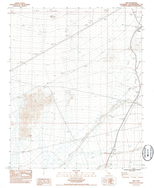 Classic USGS Cima California 7.5'x7.5' Topo Map Image