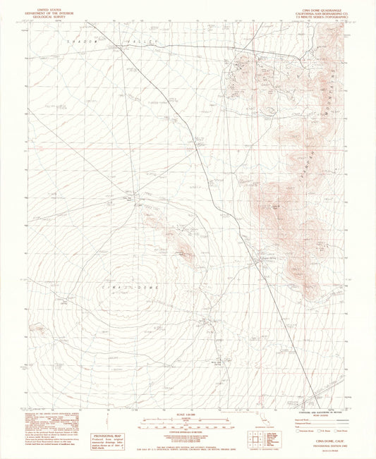 Classic USGS Cima Dome California 7.5'x7.5' Topo Map Image