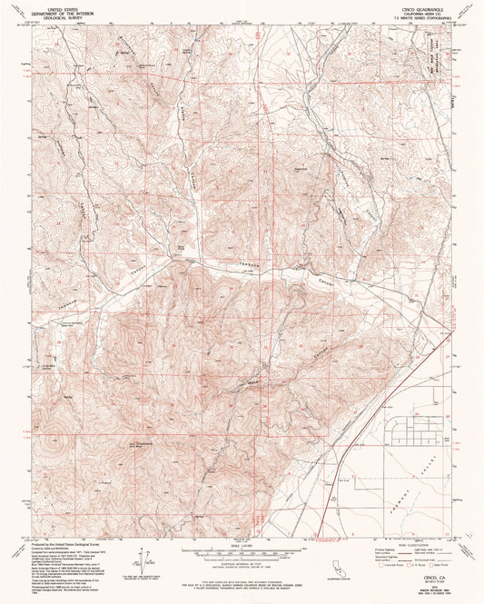 Classic USGS Cinco California 7.5'x7.5' Topo Map Image