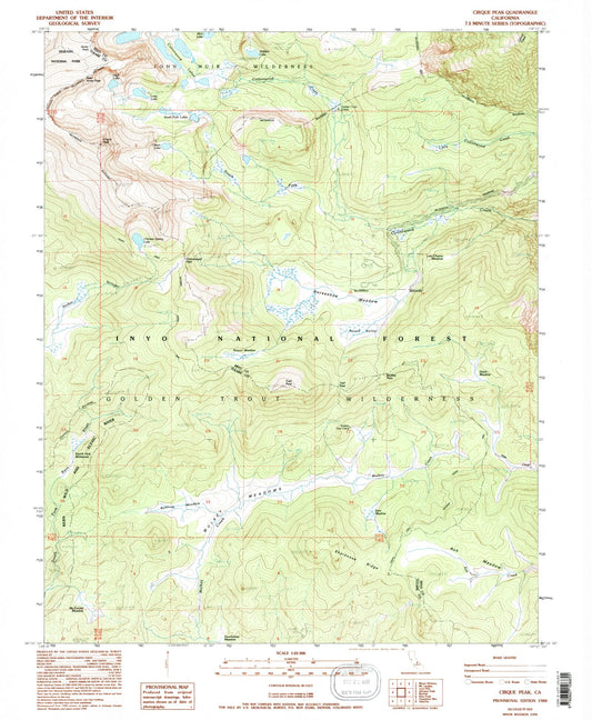USGS Classic Cirque Peak California 7.5'x7.5' Topo Map Image