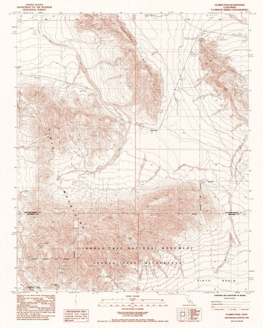 Classic USGS Clarks Pass California 7.5'x7.5' Topo Map Image