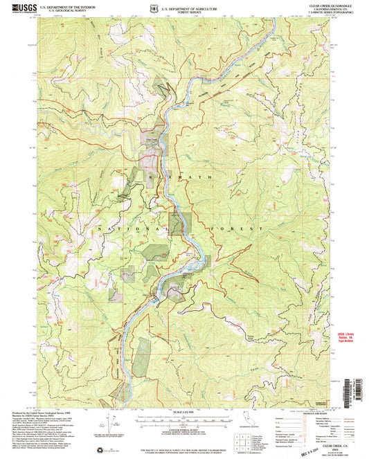 Classic USGS Clear Creek California 7.5'x7.5' Topo Map Image