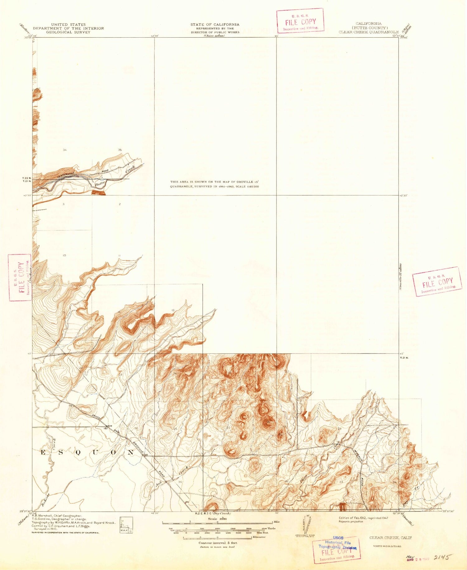 Classic USGS Hamlin Canyon California 7.5'x7.5' Topo Map Image