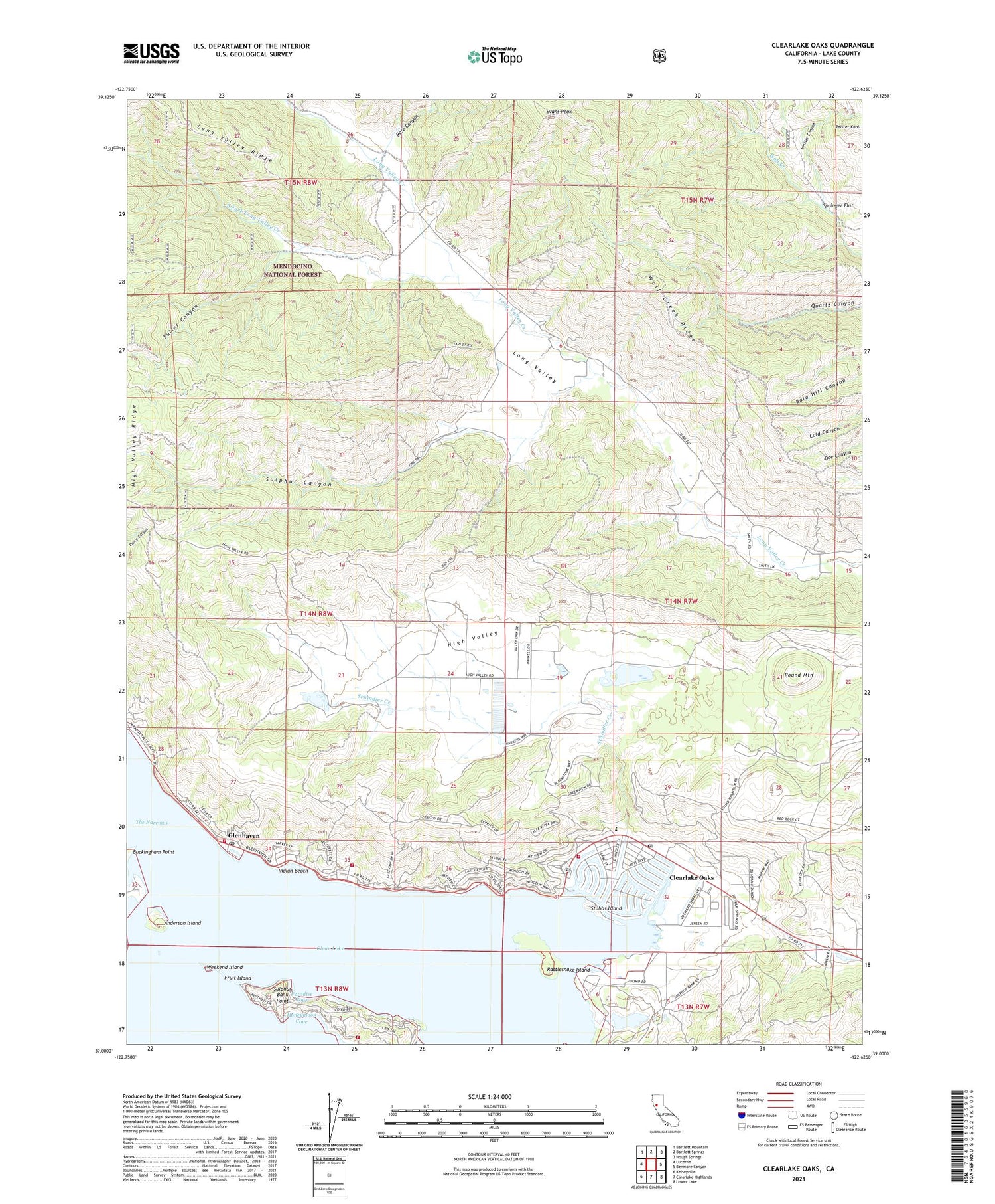 Clearlake Oaks California US Topo Map Image