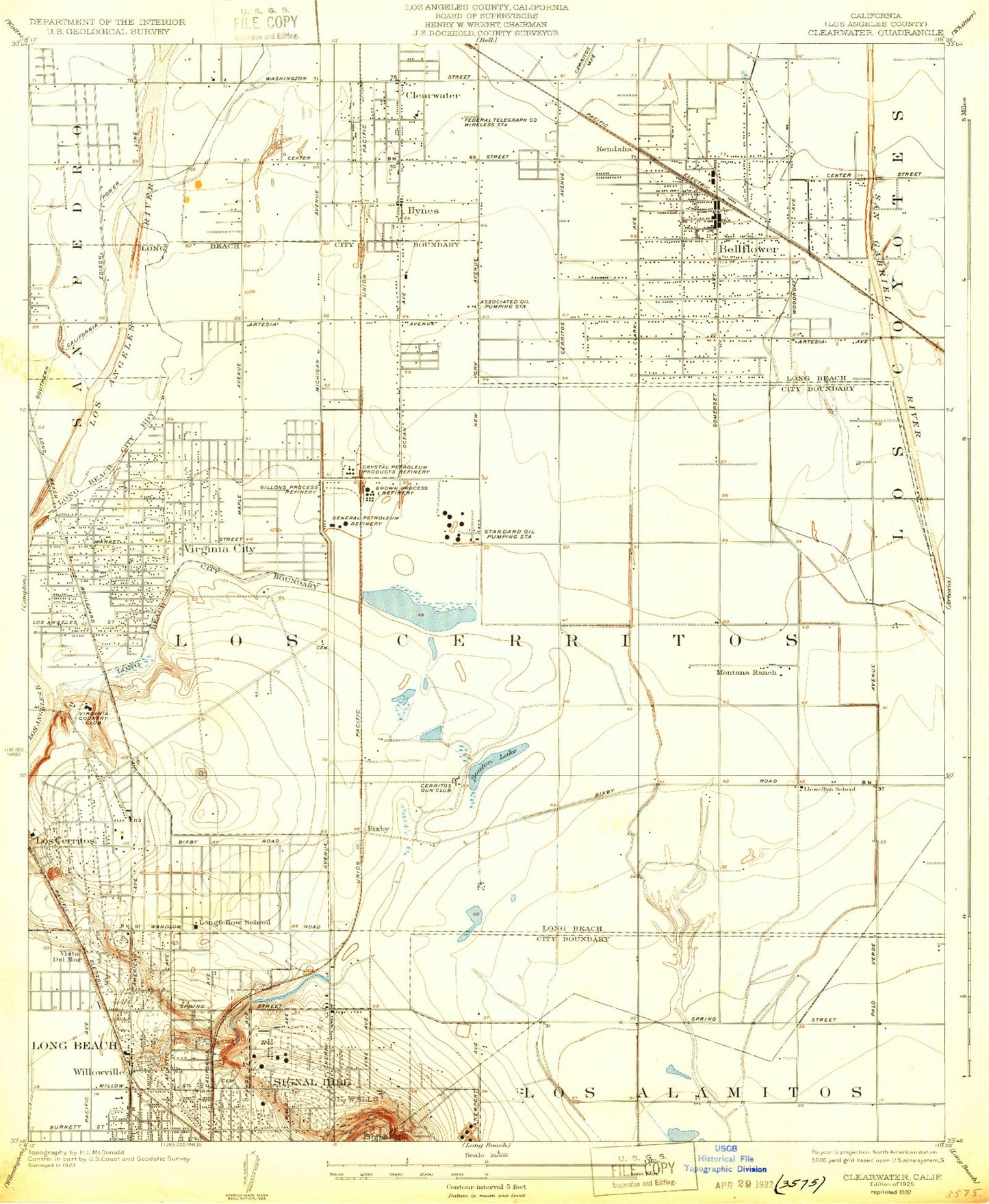 Classic USGS Clearwater California 7.5'x7.5' Topo Map Image