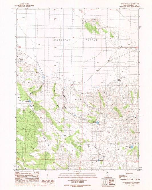 Classic USGS Cleghorn Flat California 7.5'x7.5' Topo Map Image