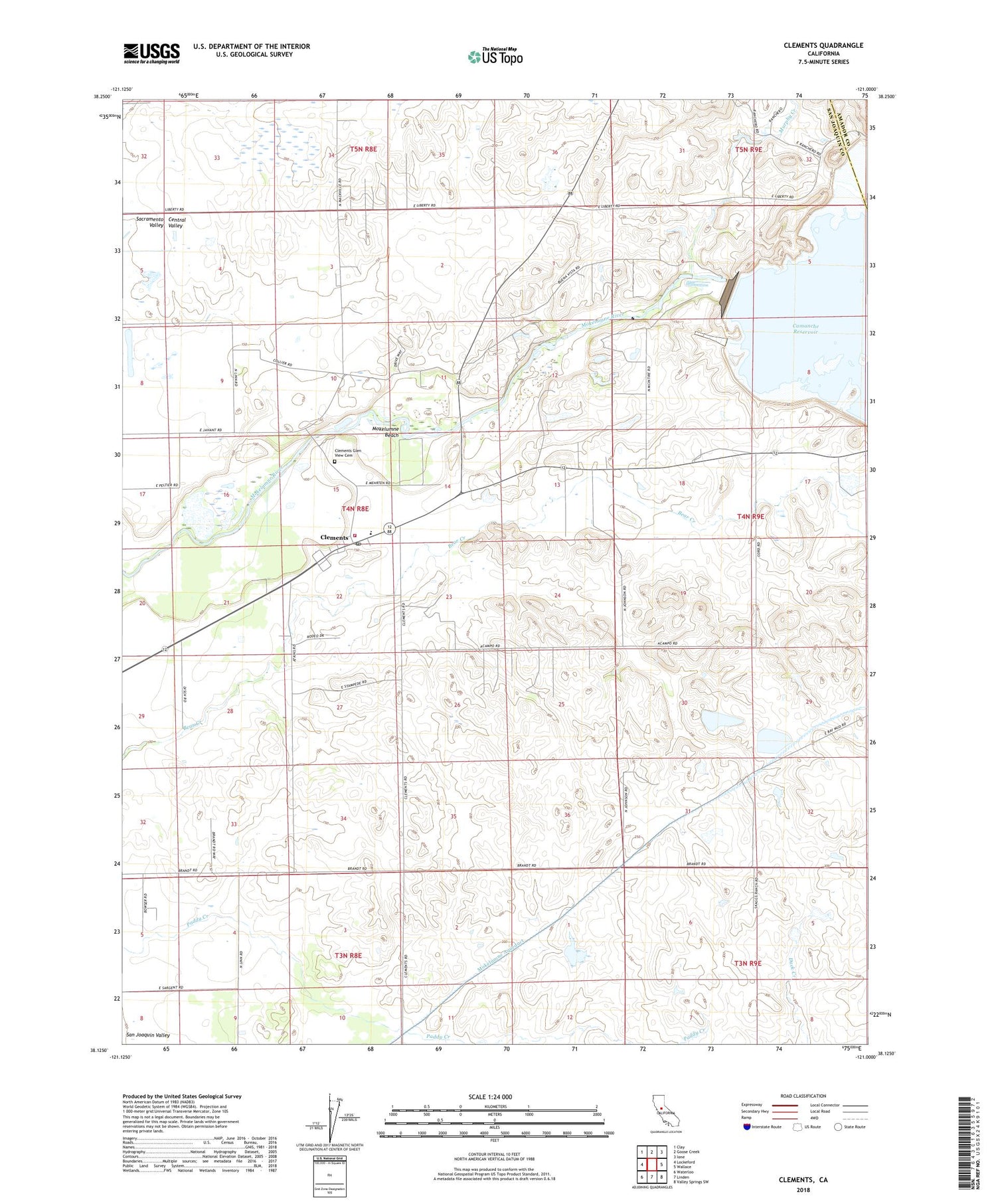 Clements California US Topo Map Image
