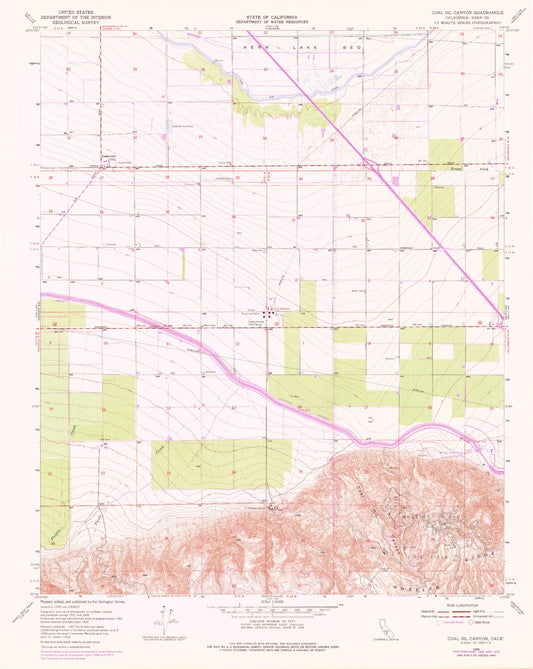 Classic USGS Coal Oil Canyon California 7.5'x7.5' Topo Map Image