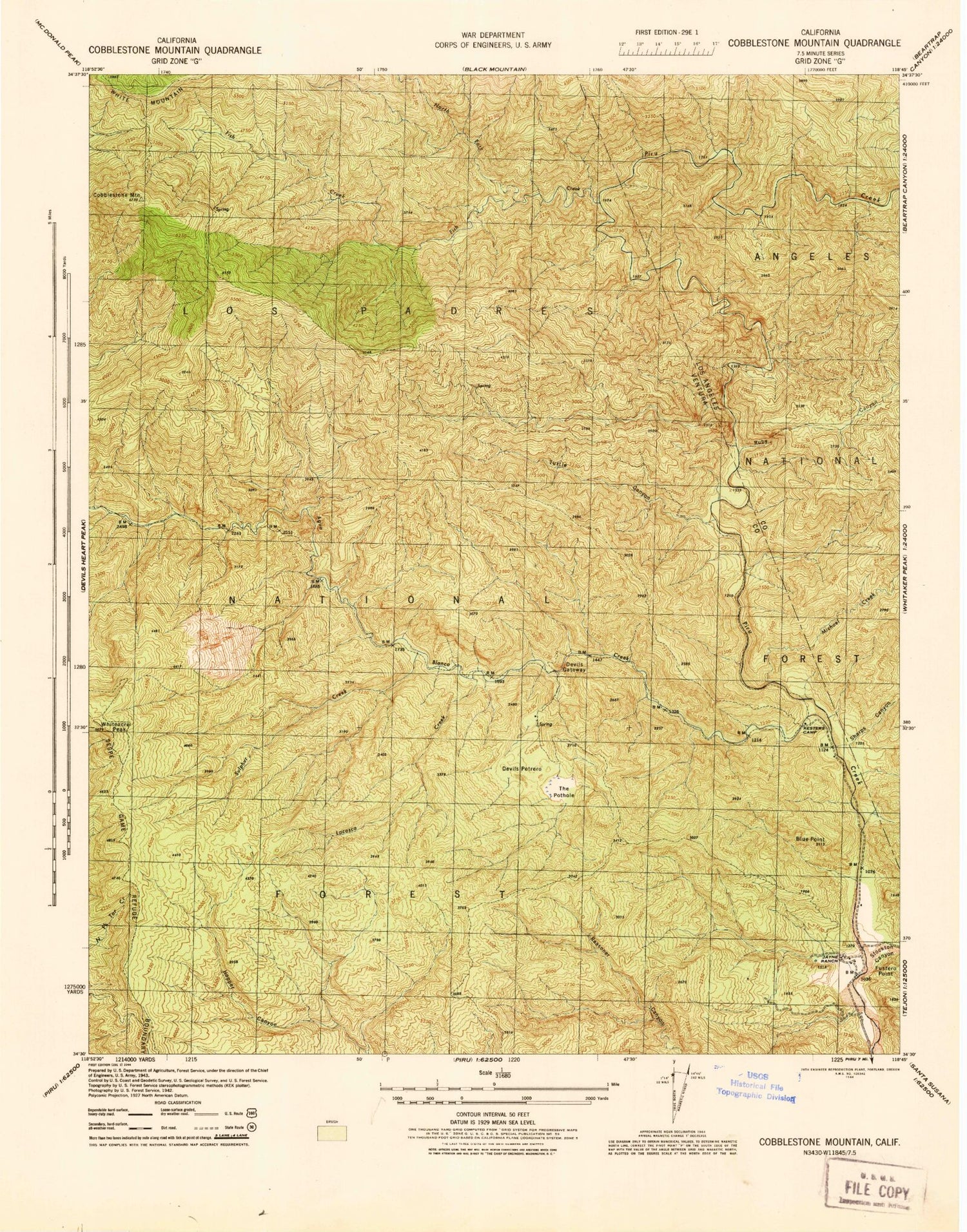 Classic USGS Cobblestone Mountain California 7.5'x7.5' Topo Map Image