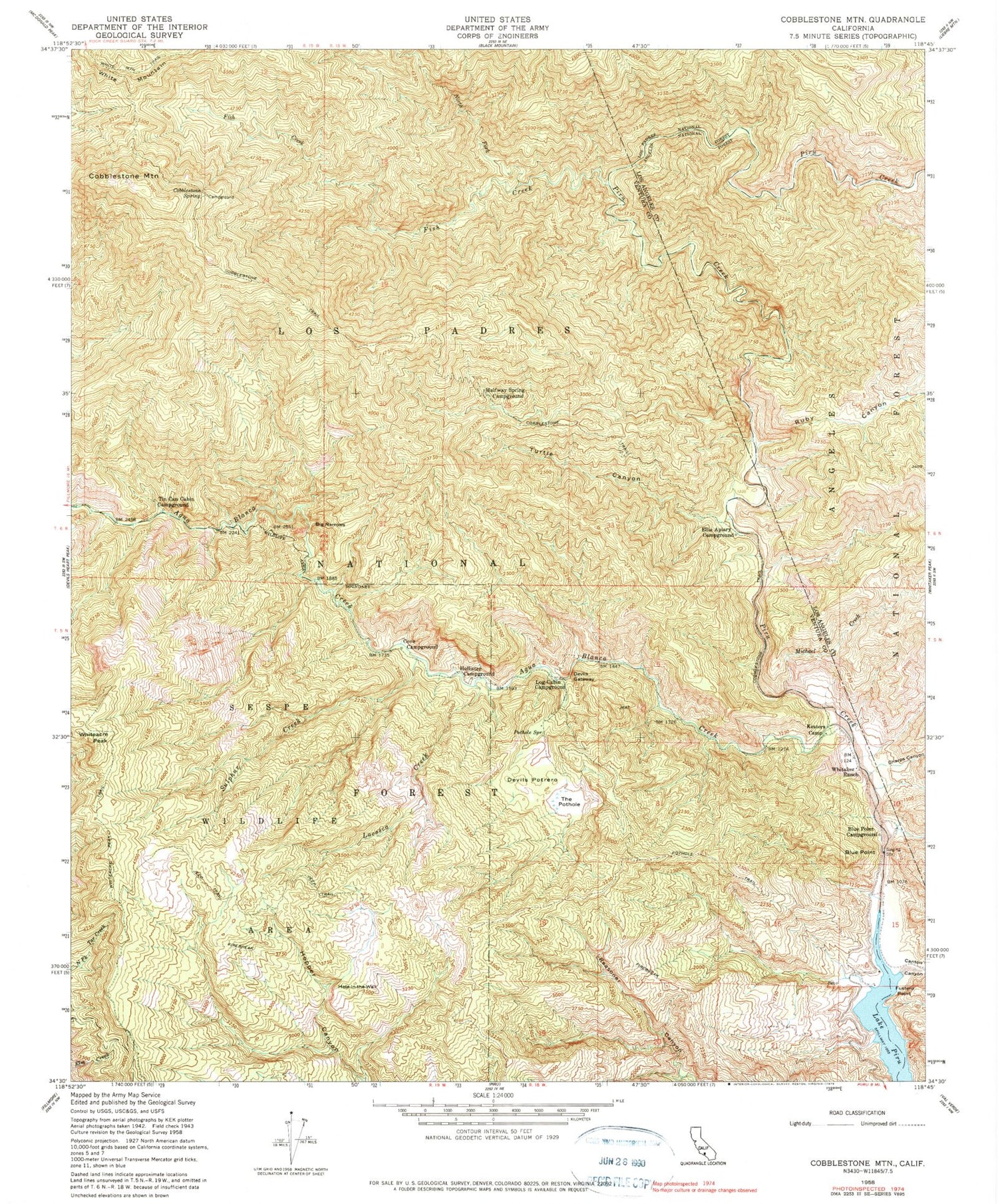 Classic USGS Cobblestone Mountain California 7.5'x7.5' Topo Map Image