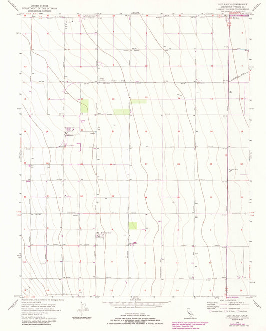Classic USGS Coit Ranch California 7.5'x7.5' Topo Map Image