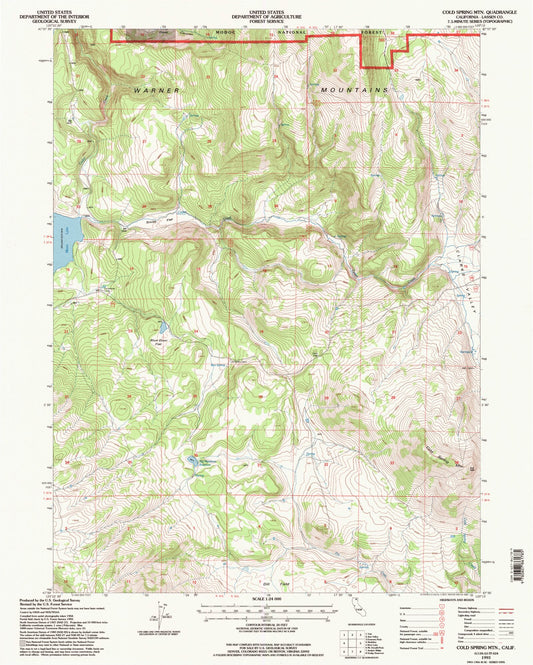 Classic USGS Cold Spring Mountain California 7.5'x7.5' Topo Map Image