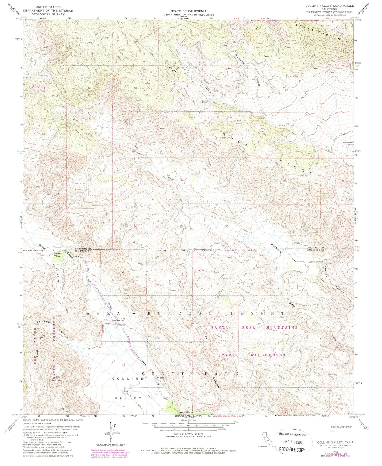 Classic USGS Collins Valley California 7.5'x7.5' Topo Map Image