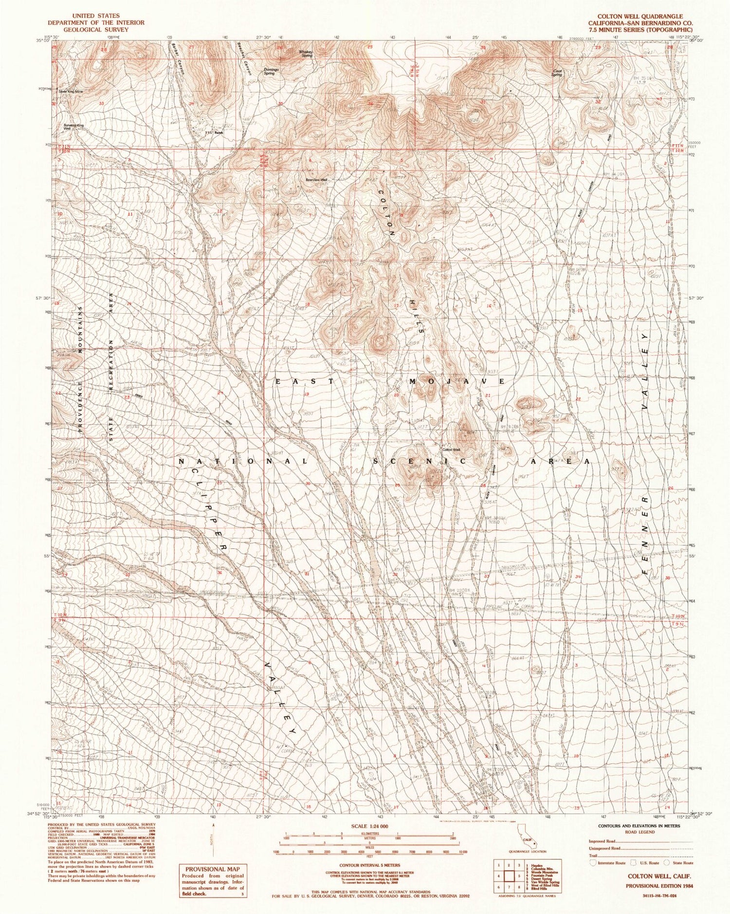 Classic USGS Colton Well California 7.5'x7.5' Topo Map Image