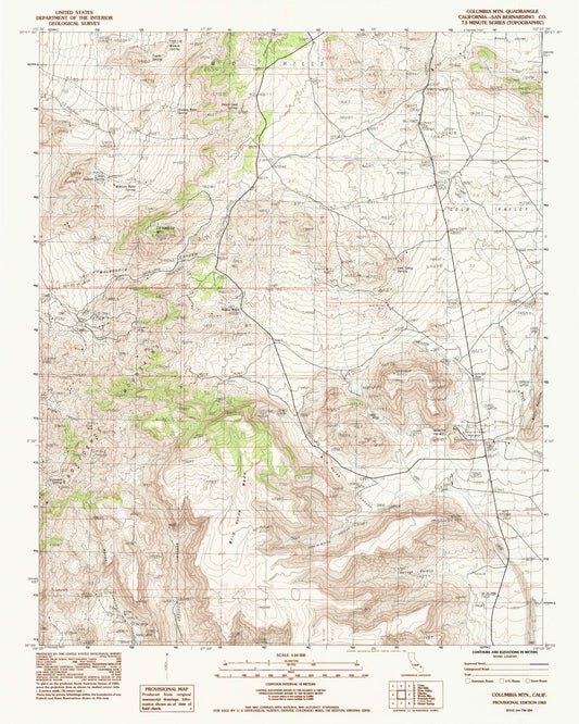 Classic USGS Columbia Mountain California 7.5'x7.5' Topo Map Image
