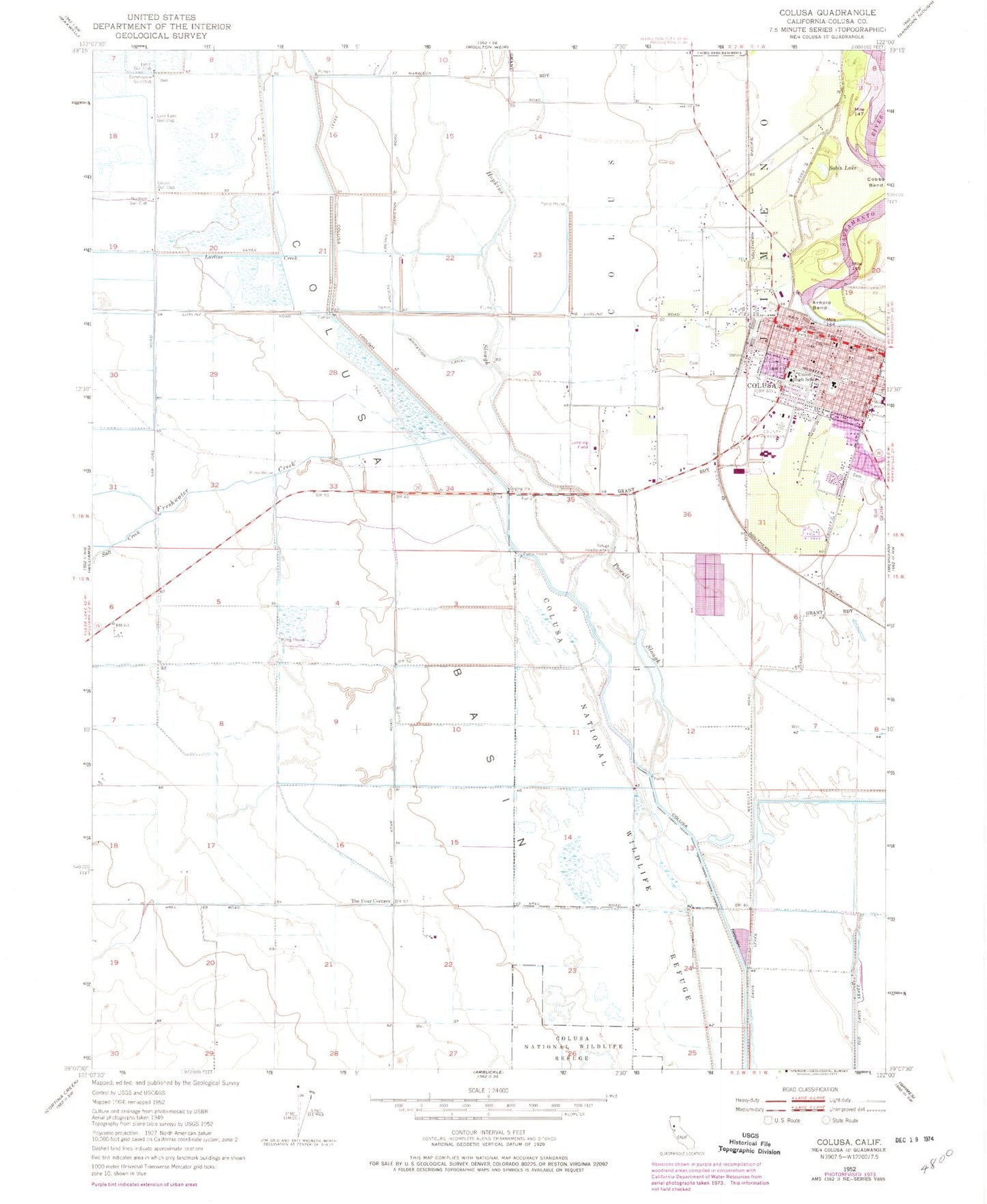 Classic USGS Colusa California 7.5'x7.5' Topo Map Image