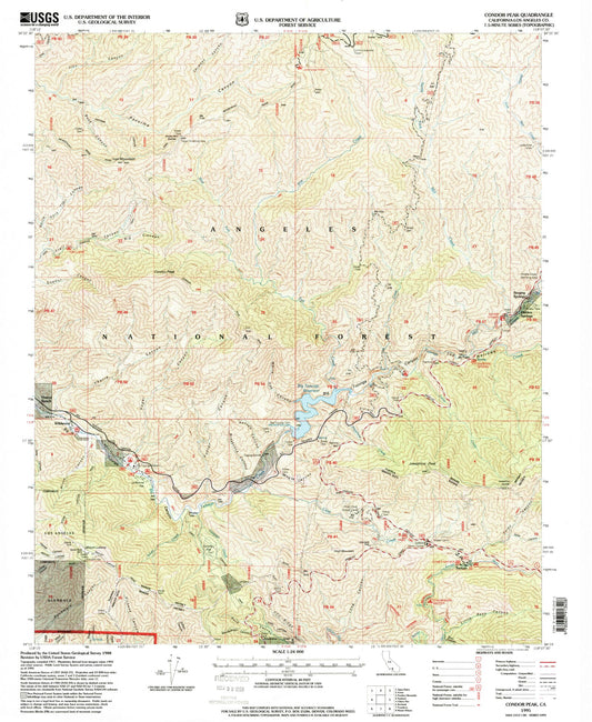 Classic USGS Condor Peak California 7.5'x7.5' Topo Map Image