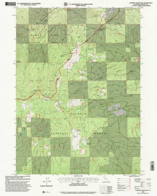 Classic USGS Condrey Mountain California 7.5'x7.5' Topo Map Image