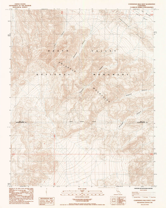 Classic USGS Confidence Hills West California 7.5'x7.5' Topo Map Image