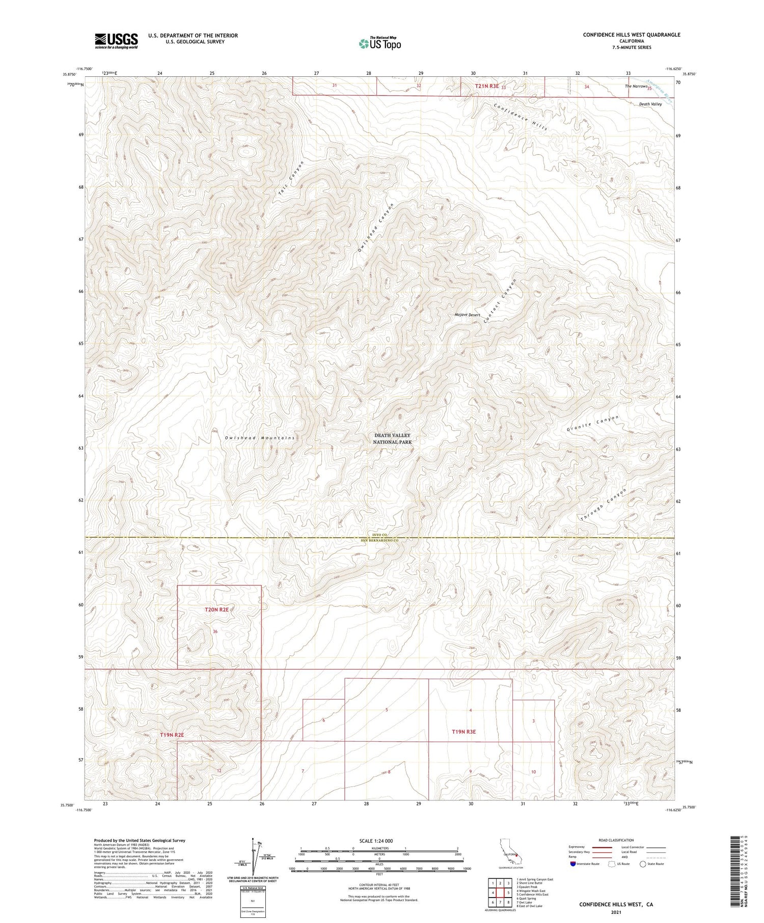 Confidence Hills West California US Topo Map Image