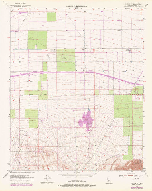 Classic USGS Conner SW California 7.5'x7.5' Topo Map Image