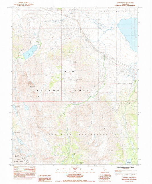 USGS Classic Convict Lake California 7.5'x7.5' Topo Map Image