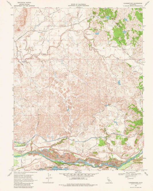 Classic USGS Cooperstown California 7.5'x7.5' Topo Map Image