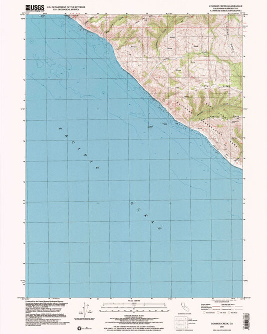Classic USGS Cooskie Creek California 7.5'x7.5' Topo Map Image