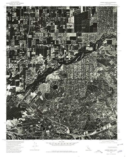 Classic USGS Corona North California 7.5'x7.5' Topo Map Image