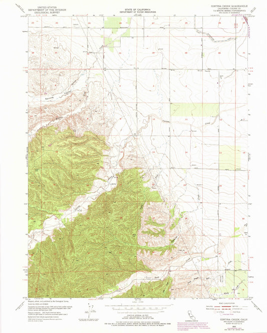 Classic USGS Cortina Creek California 7.5'x7.5' Topo Map Image