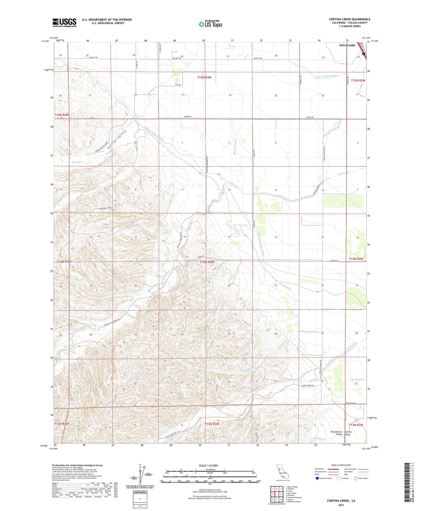 Cortina Creek California US Topo Map Image