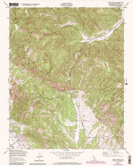 Classic USGS Cosio Knob California 7.5'x7.5' Topo Map Image