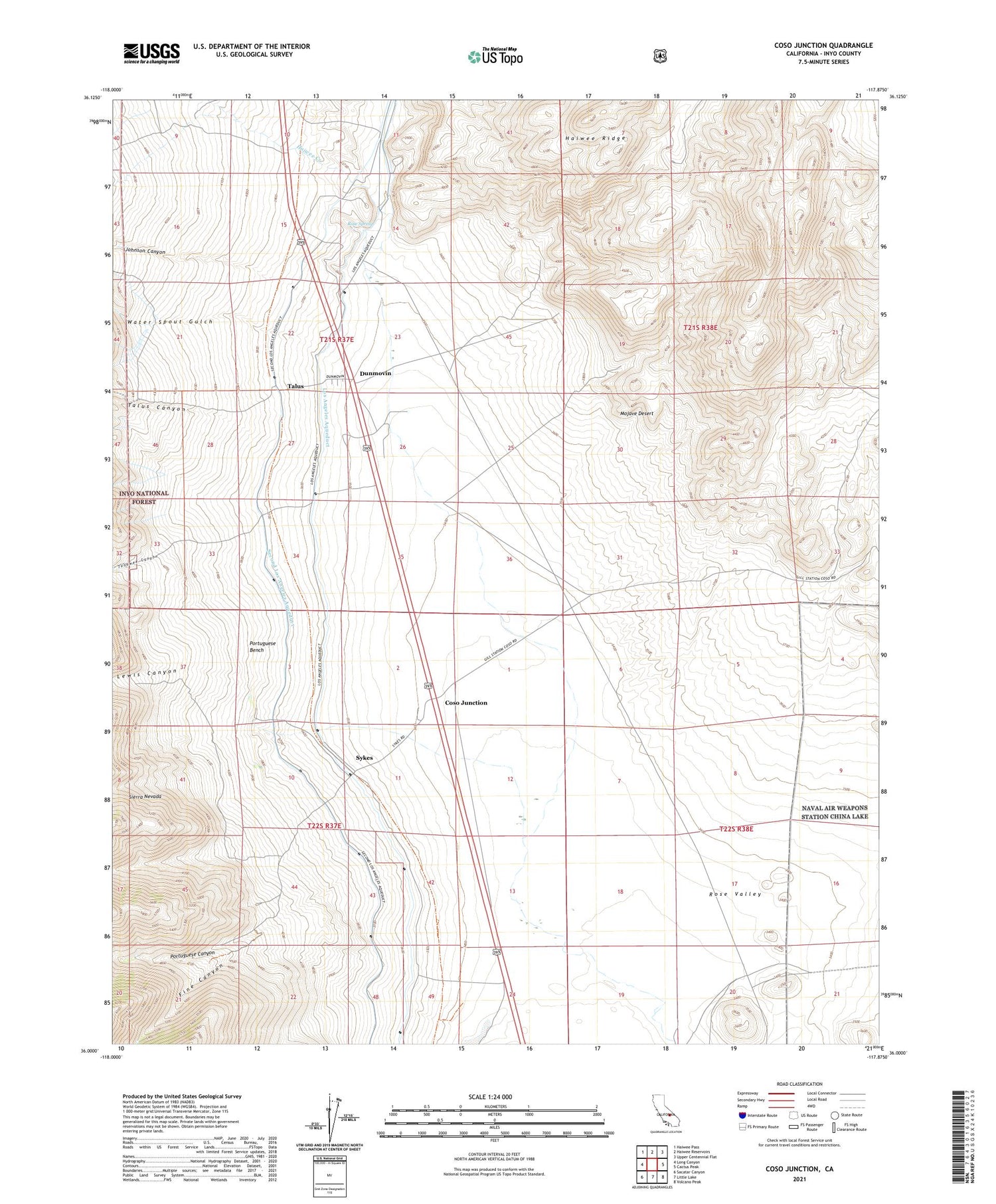 Coso Junction California US Topo Map Image