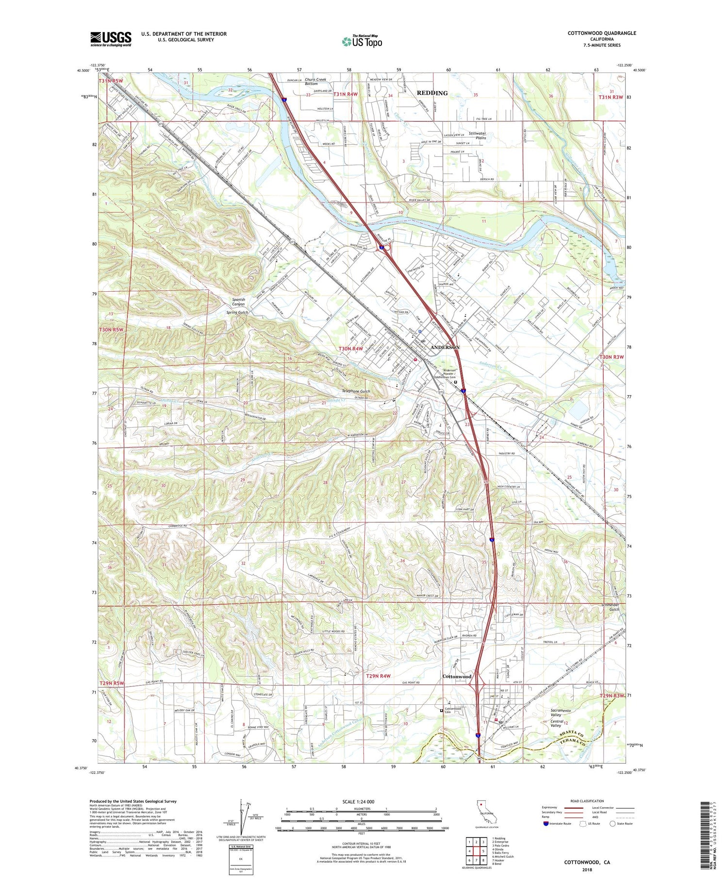 Cottonwood California US Topo Map Image