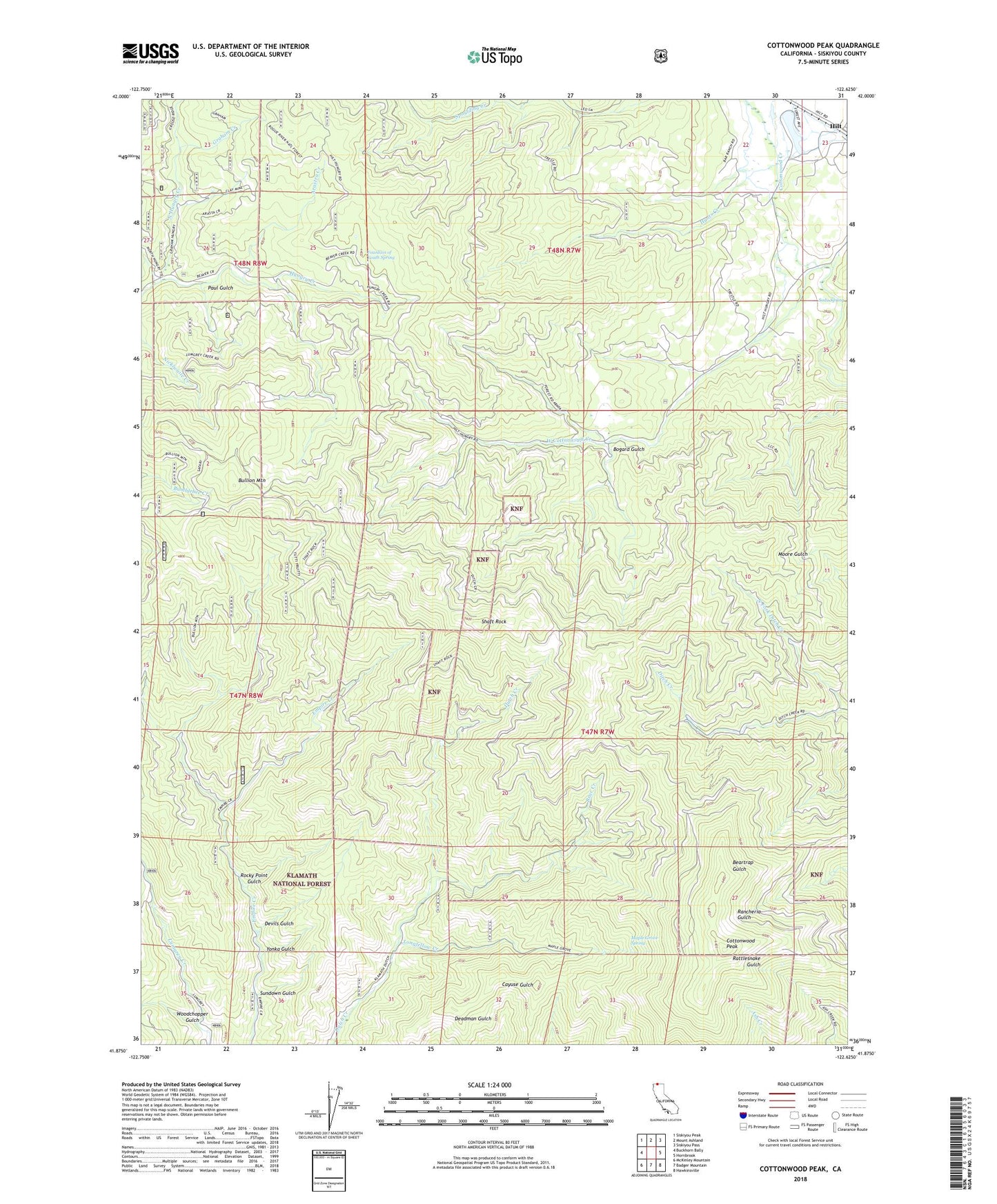 Cottonwood Peak California US Topo Map Image