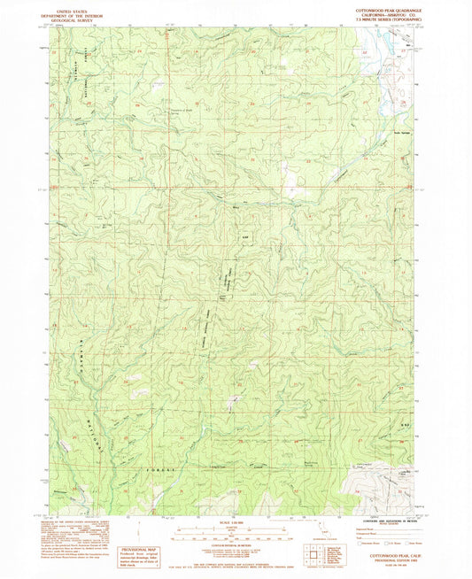 Classic USGS Cottonwood Peak California 7.5'x7.5' Topo Map Image