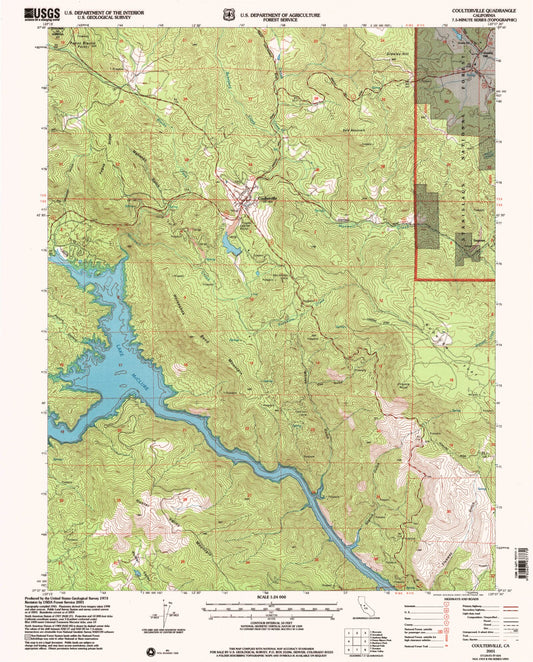 Classic USGS Coulterville California 7.5'x7.5' Topo Map Image