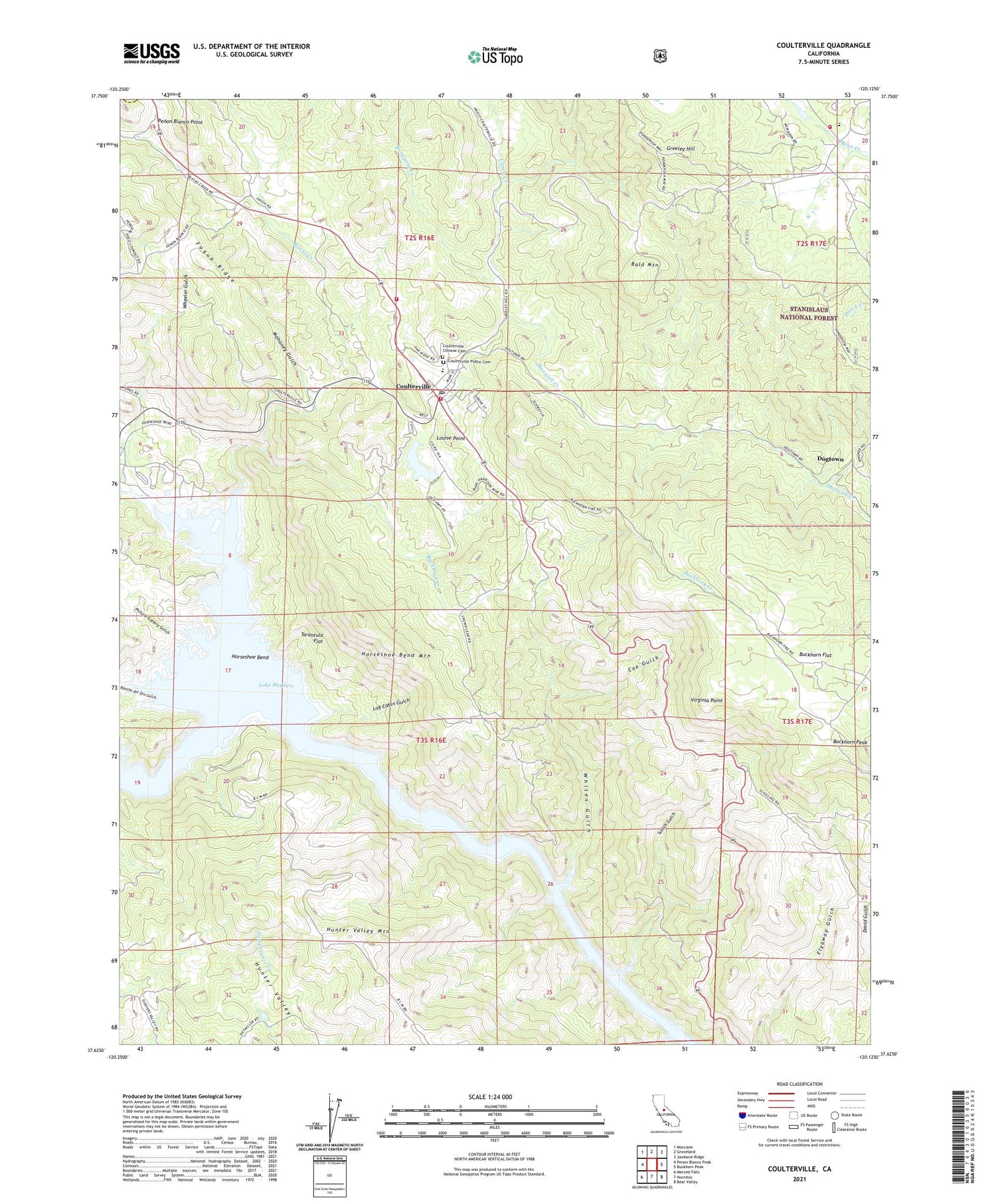 Coulterville California US Topo Map Image