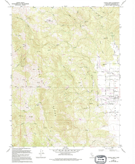 Classic USGS Covelo West California 7.5'x7.5' Topo Map Image