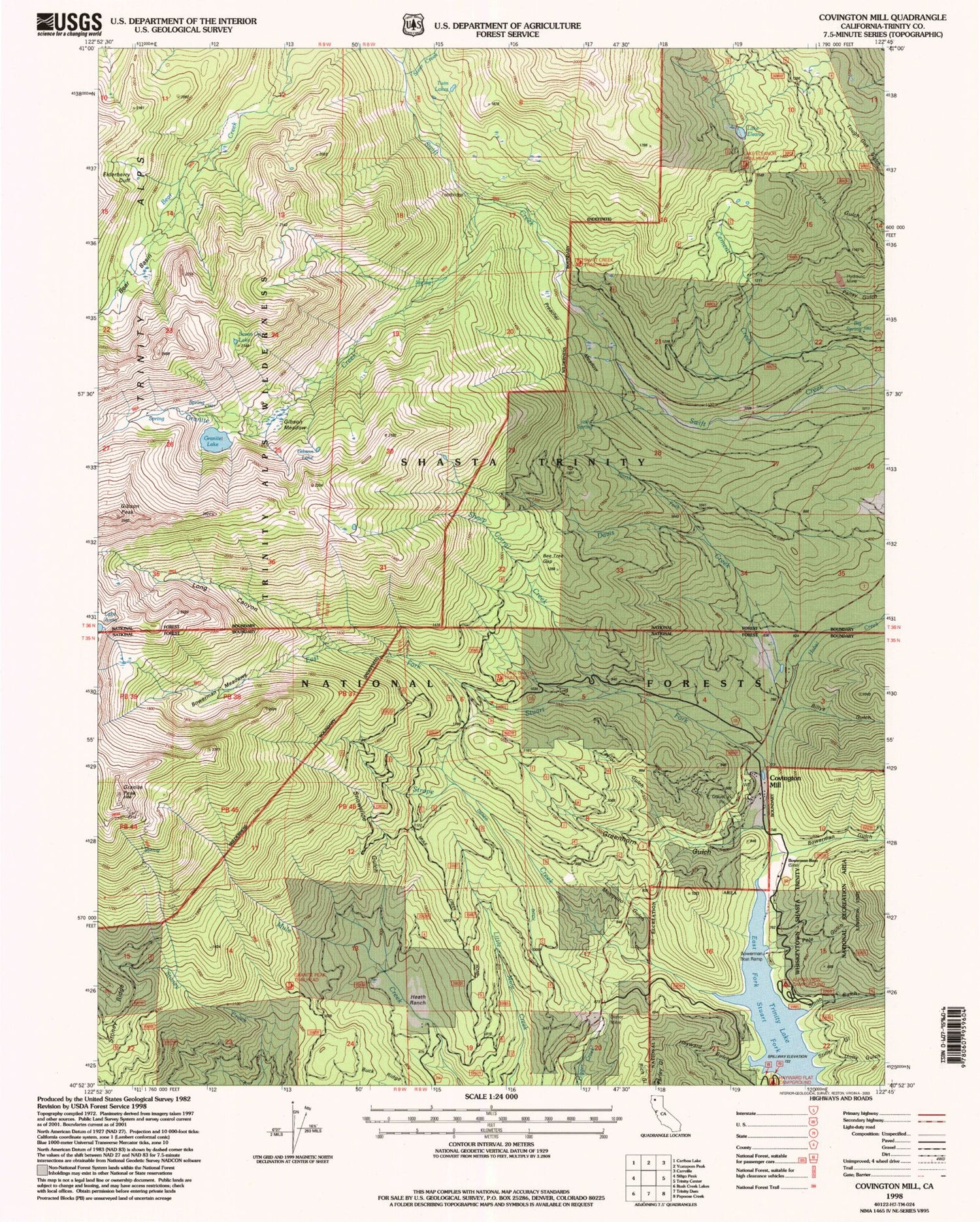 USGS Classic Covington Mill California 7.5'x7.5' Topo Map Image