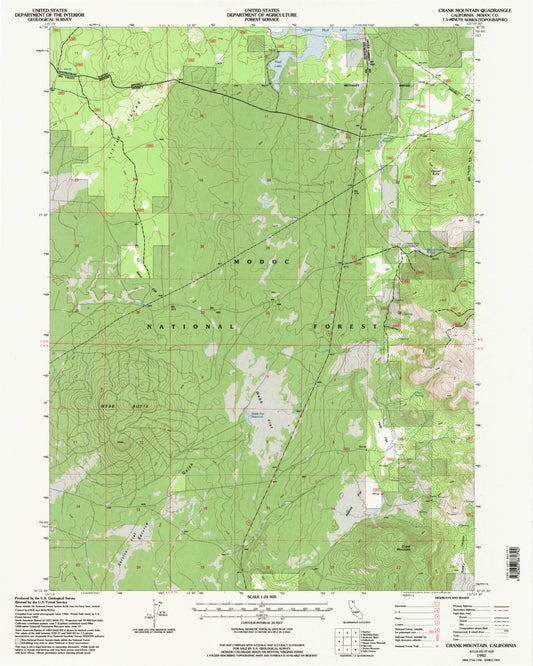 Classic USGS Crank Mountain California 7.5'x7.5' Topo Map Image