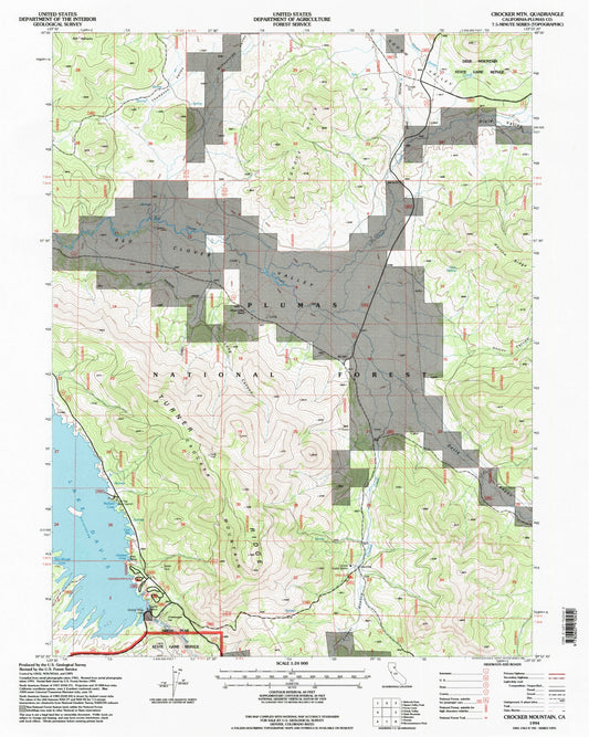 Classic USGS Crocker Mountain California 7.5'x7.5' Topo Map Image